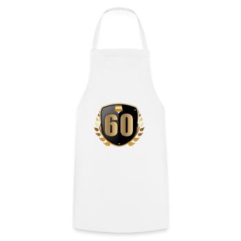 60e anniversaire - Tablier de cuisine - blanc - Devant - AI Model Male 185 dark (185cm)