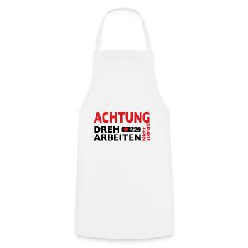 Achtung Dreharbeiten - Nicht stören! - Kochschürze - Weiß - Vorne - AI Model Male 185 dark (185cm)