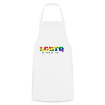 LGBTQ Stolz Sei stolz auf dich - Kochschürze - Weiß - Vorne - AI Model Male 185 dark (185cm)