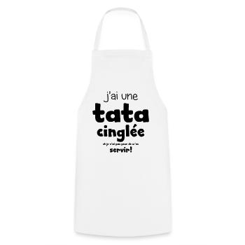 t-shirt j'ai une tata cinglée - Tablier de cuisine - blanc - Devant - AI Model Male 185 dark (185cm)