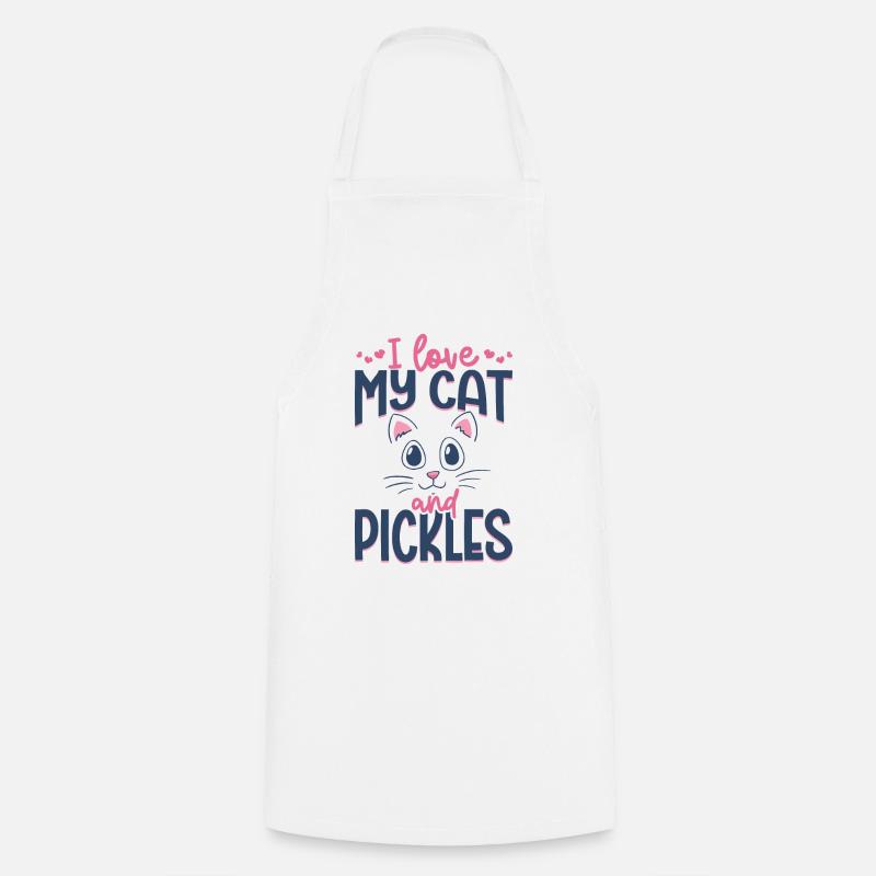 J’aime mon chat et mes cornichons - Concombre - Tablier de cuisine - blanc