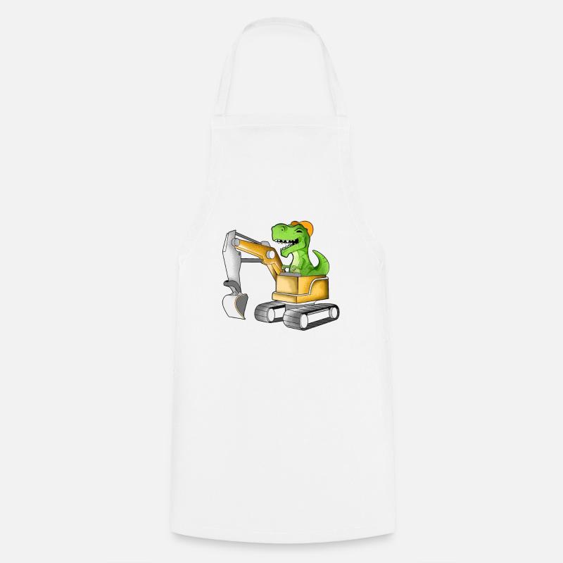 TREX fährt Bagger - Baggerfahrer - Kochschürze - Weiß