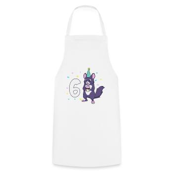 With chinchilla - children's birthday 6 years - Cooking Apron - white - Front - AI Model Male 185 dark (185cm)