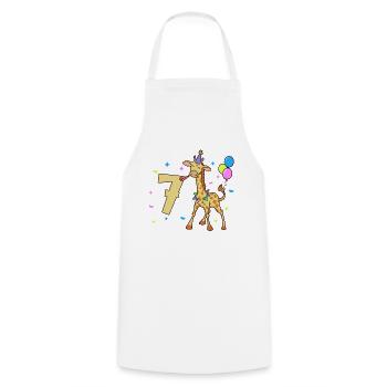 With Giraffe - Children's Birthday 7 Years - Cooking Apron - white - Front - AI Model Male 185 dark (185cm)