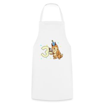 With lynx - children's birthday 3 years - Cooking Apron - white - Front - AI Model Male 185 dark (185cm)
