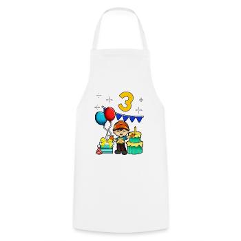 Avec ouvrier du bâtiment - Anniversaire des garçons 3 ans - Tablier de cuisine - blanc - Devant - AI Model Male 185 dark (185cm)