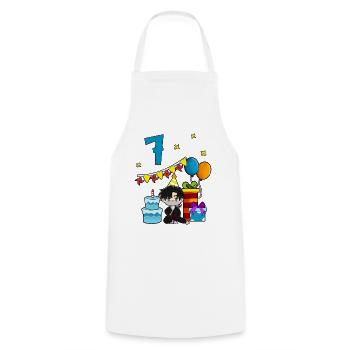 With Ninja - Boys Birthday 7 Years - Cooking Apron - white - Front - AI Model Male 185 dark (185cm)