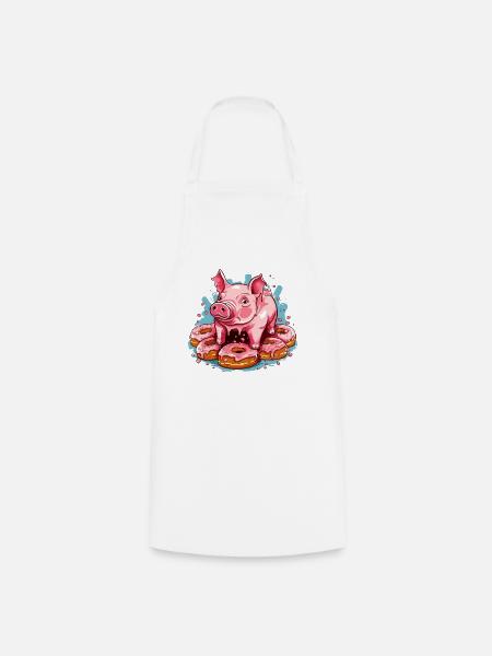 Der glasierte Donut Schwein - Kochschürze - Weiß