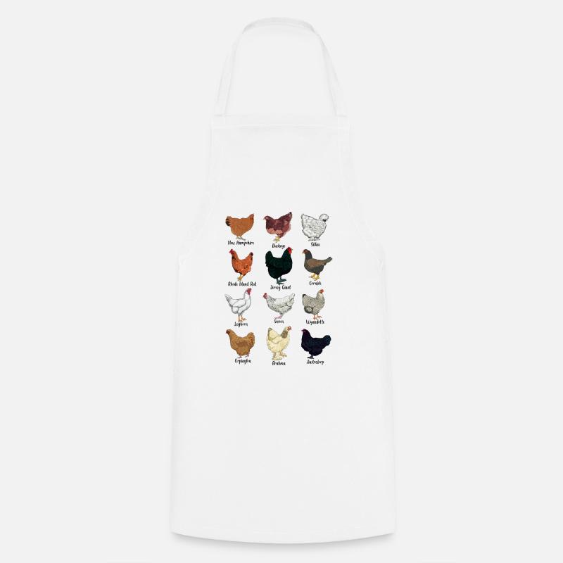 Assorted Chickens - Chicken Breeds - Cooking Apron - white