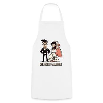 Bienvenue au mariage, au marié et à la mariée - Tablier de cuisine - blanc - Devant - AI Model Male 185 dark (185cm)