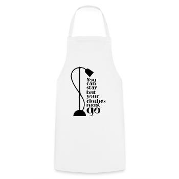 Vous pouvez rester, mais vos vêtements doivent partir - Tablier de cuisine - blanc - Devant - AI Model Male 185 dark (185cm)