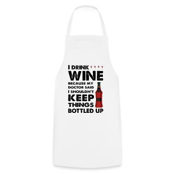I drink Wine Lustiger Spruch - Kochschürze - Weiß - Vorne - AI Model Male 185 dark (185cm)