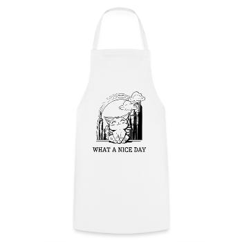 Cat has a nice day in the city - Cooking Apron - white - Front - AI Model Male 185 dark (185cm)
