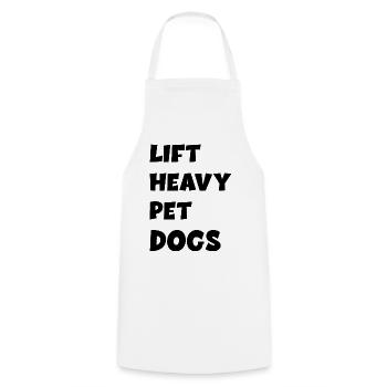 Lift Heavy Pet Dogs - Kochschürze - Weiß - Vorne - AI Model Male 185 dark (185cm)
