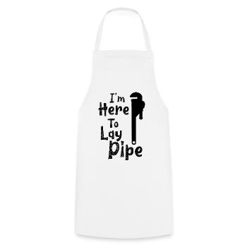 I'm here to lay pipe Handwerker Klempner - Kochschürze - Weiß - Vorne - AI Model Male 185 dark (185cm)