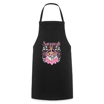 Hindu God - Saraswati - Cooking Apron - black - Front - AI Model Male 185 dark (185cm)