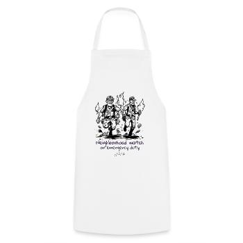 Neighbourhood watch in case of emergency - Cooking Apron - white - Front - AI Model Male 185 dark (185cm)