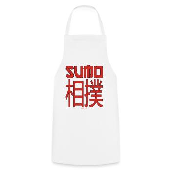 Text in Kanji Japanese: Sumo - Cooking Apron - white - Front - AI Model Male 185 dark (185cm)
