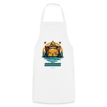 The Sleeping Cat - Cooking Apron - white - Front - AI Model Male 185 dark (185cm)
