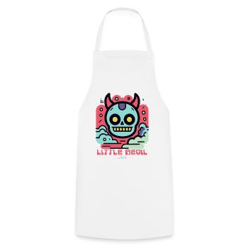 Modern Cartoon Style: Little Devil - Cooking Apron - white - Front - AI Model Male 185 dark (185cm)
