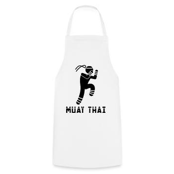 Muay Thai - Cooking Apron - white - Front - AI Model Male 185 dark (185cm)