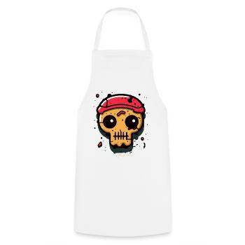 Crâne de pirate de garçon de cabine - Tablier de cuisine - blanc - Devant - AI Model Male 185 dark (185cm)