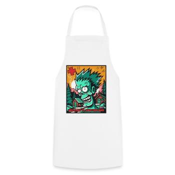 Cartoon Zombie : Bienvenue en Suisse - Tablier de cuisine - blanc - Devant - AI Model Male 185 dark (185cm)