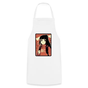 Manga Anime Girl on Hike - Cooking Apron - white - Front - AI Model Male 185 dark (185cm)