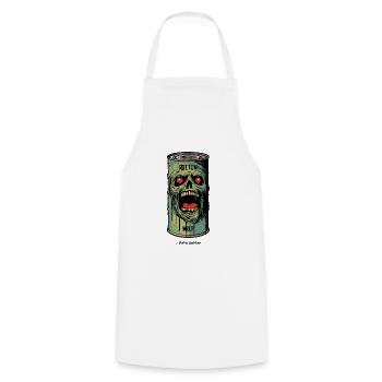 Rotten Meat: Can of Zombie Meat - Cooking Apron - white - Front - AI Model Male 185 dark (185cm)