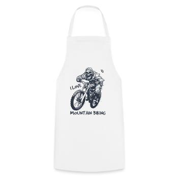 Cycling skeleton, I love mountain biking - Cooking Apron - white - Front - AI Model Male 185 dark (185cm)