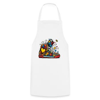 Cartoon Graffiti Love Sneakers - Cooking Apron - white - Front - AI Model Male 185 dark (185cm)