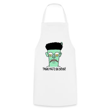 Il doit y avoir de l’ordre : un gars de dessin animé pas drôle - Tablier de cuisine - blanc - Devant - AI Model Male 185 dark (185cm)