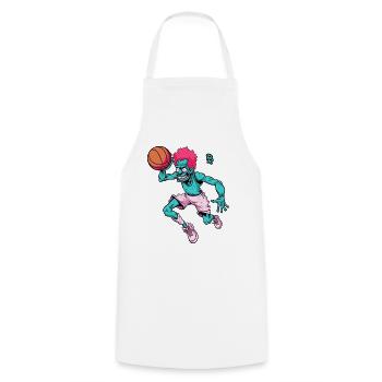 Dessin animé d’un joueur de basket-ball zombie drôle - Tablier de cuisine - blanc - Devant - AI Model Male 185 dark (185cm)