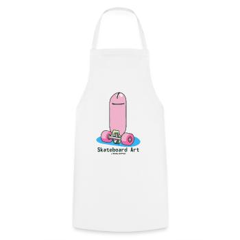 Contemporary Modern Skateboard Art - Cooking Apron - white - Front - AI Model Male 185 dark (185cm)
