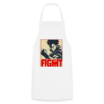 Poster: Martial-Arts Manga Anime Combat - Cooking Apron - white - Front - AI Model Male 185 dark (185cm)