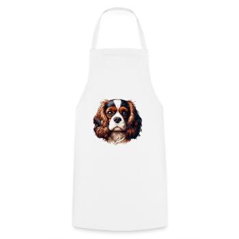 Hundegesicht - Cavalier King Charles Spaniel - Kochschürze - Weiß - Vorne - AI Model Male 185 dark (185cm)
