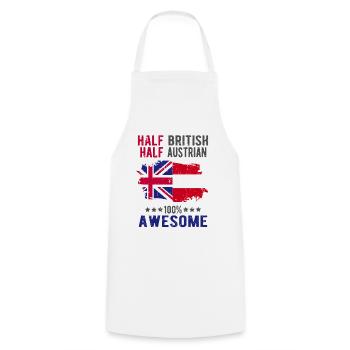 Half British Half Austrian - Cooking Apron - white - Front - AI Model Male 185 dark (185cm)