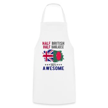 Half British Half Bangladeshi - Cooking Apron - white - Front - AI Model Male 185 dark (185cm)