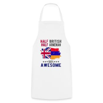 Moitié britannique moitié arménienne - Tablier de cuisine - blanc - Devant - AI Model Male 185 dark (185cm)