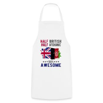 Half British Half Afghan - Cooking Apron - white - Front - AI Model Male 185 dark (185cm)