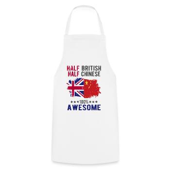 Moitié britannique moitié chinois - Tablier de cuisine - blanc - Devant - AI Model Male 185 dark (185cm)