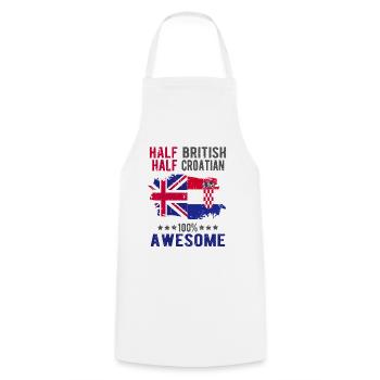 Half British Half Croat - Cooking Apron - white - Front - AI Model Male 185 dark (185cm)