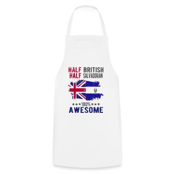 Moitié britannique moitié salvadorien - Tablier de cuisine - blanc - Devant - AI Model Male 185 dark (185cm)