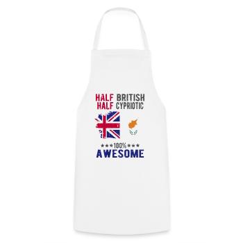 Moitié britannique moitié chypriote - Tablier de cuisine - blanc - Devant - AI Model Male 185 dark (185cm)