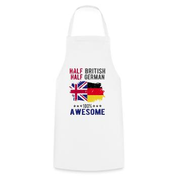 Moitié britannique moitié allemand - Tablier de cuisine - blanc - Devant - AI Model Male 185 dark (185cm)