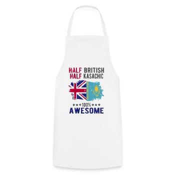 Moitié britannique moitié kazakh - Tablier de cuisine - blanc - Devant - AI Model Male 185 dark (185cm)