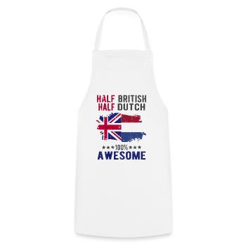 Moitié britannique moitié néerlandais - Tablier de cuisine - blanc - Devant - AI Model Male 185 dark (185cm)