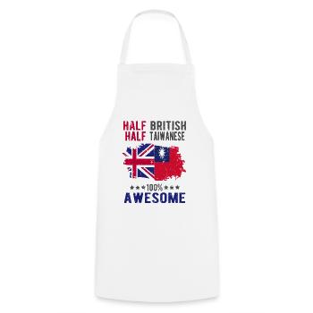 Half British Half Taiwanese - Cooking Apron - white - Front - AI Model Male 185 dark (185cm)