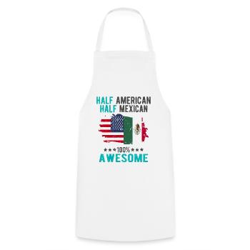 Moitié américain moitié mexicain - Tablier de cuisine - blanc - Devant - AI Model Male 185 dark (185cm)