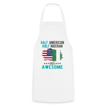 Half American Half Nigerian - Cooking Apron - white - Front - AI Model Male 185 dark (185cm)